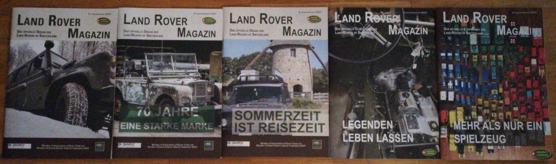 Die fünf von mir gestalteten Ausgaben.